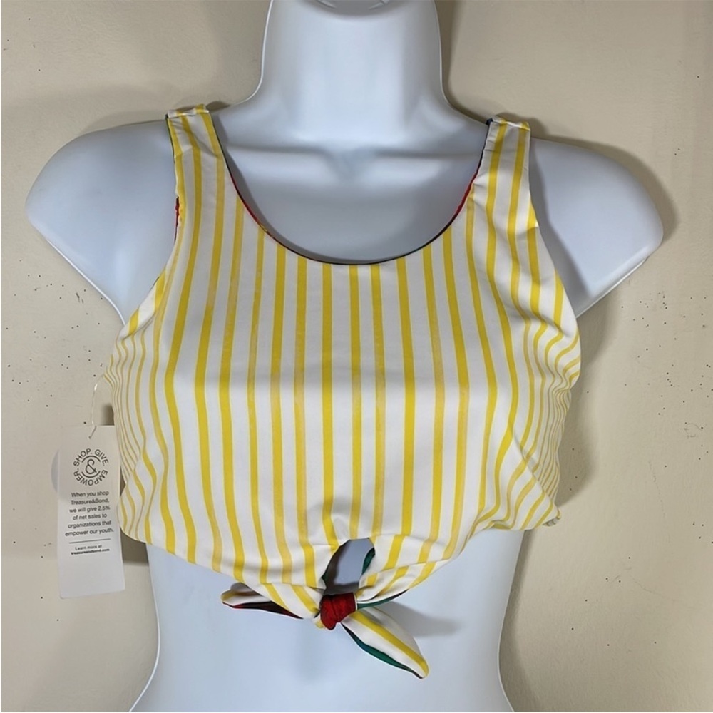 Treasure and Bond Reversible Tie-Dye & Stripe Bikini Top. Girl’s 16. NWT. - Picture 2 of 10